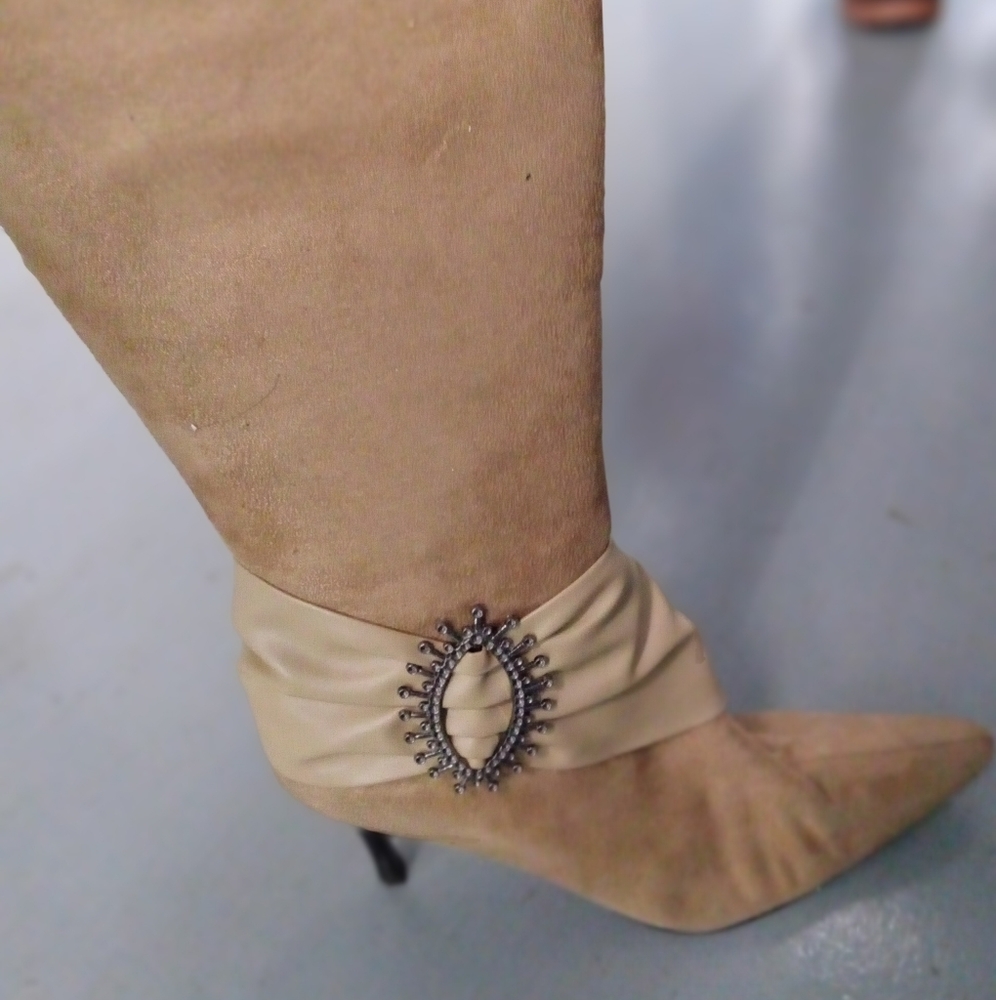 1 suede like calf length boots